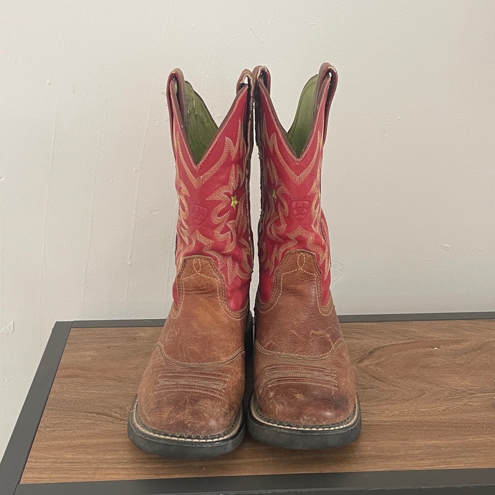 Ariat Red and brown Leather Boots- fat baby pro baby